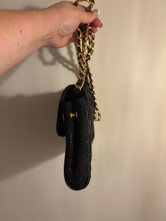 Prada Black Floral Lace Chain Shoulder Bag