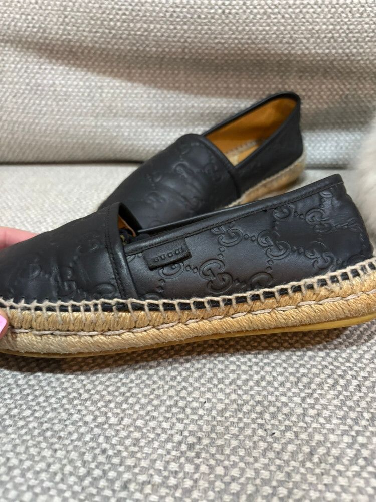 Gucci Black Leather GG Embossed Espadrilles – Size 36 ?? $550 NZD – open to offers