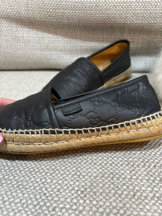 Gucci Black Leather GG Embossed Espadrilles – Size 36 ?? $550 NZD – open to offers