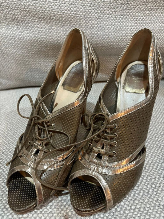Christian Dior Metallic Perforated Lace-Up Heels – EU 38 ?? $280 NZD