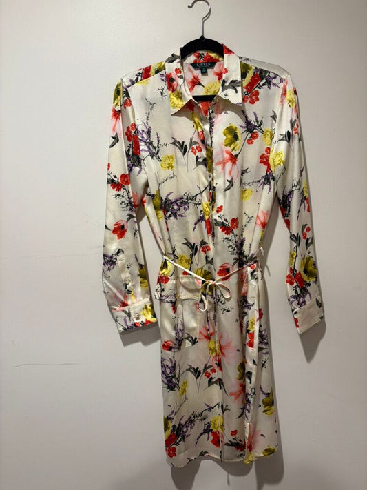 Lauren Ralph Lauren Floral Satin Shirt Dress – Size 10 (fits 10–12)