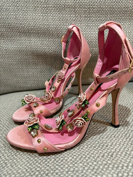Dolce & Gabbana Embellished Satin Rose Heels – EU 38 ?? $450 NZD