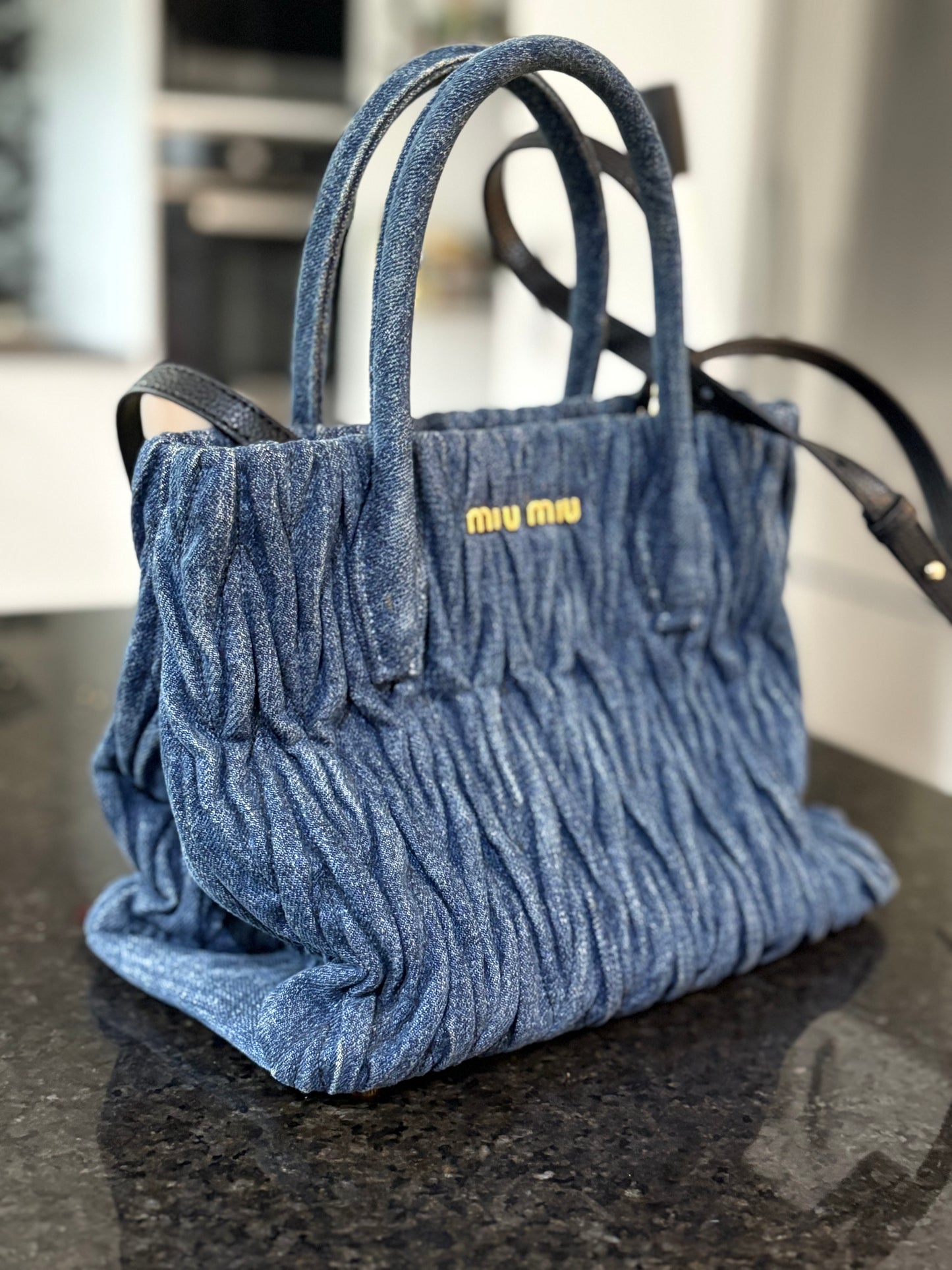 Miu Miu Denim Matelassé Tote Bag