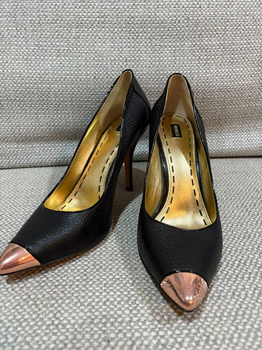 ? Mimco “Take Me Where…” Black Leather Heels – Size 41 (NZ 10–11)