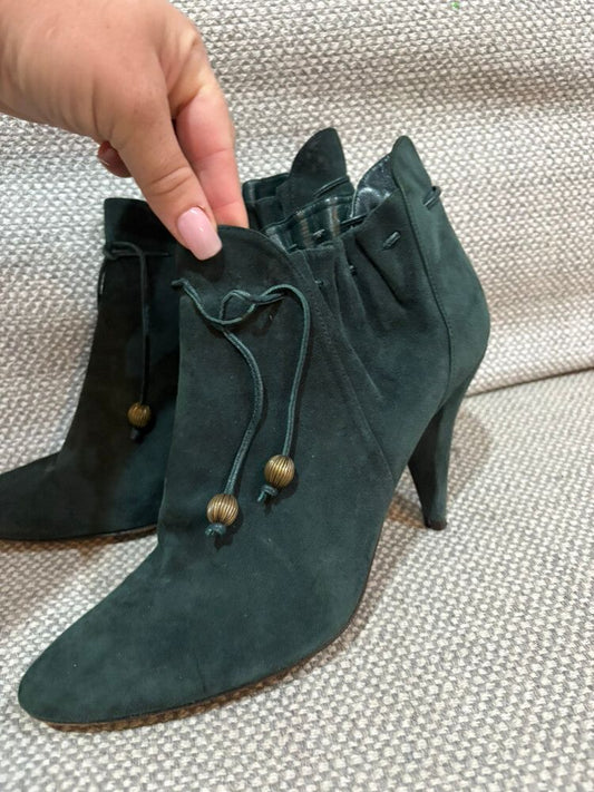 ?? Lulu Guinness Forest Green Suede Ankle Boots – Size 40