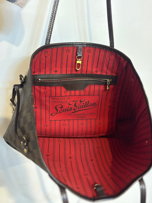Louis Vuitton Neverfull MM – Damier Ebene (Red Interior)