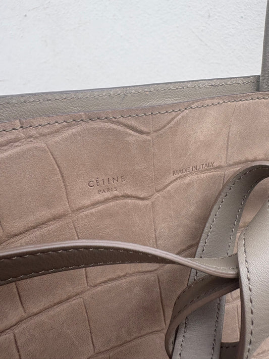 Celine Cabas Phantom Croc Embossed Leather Tote