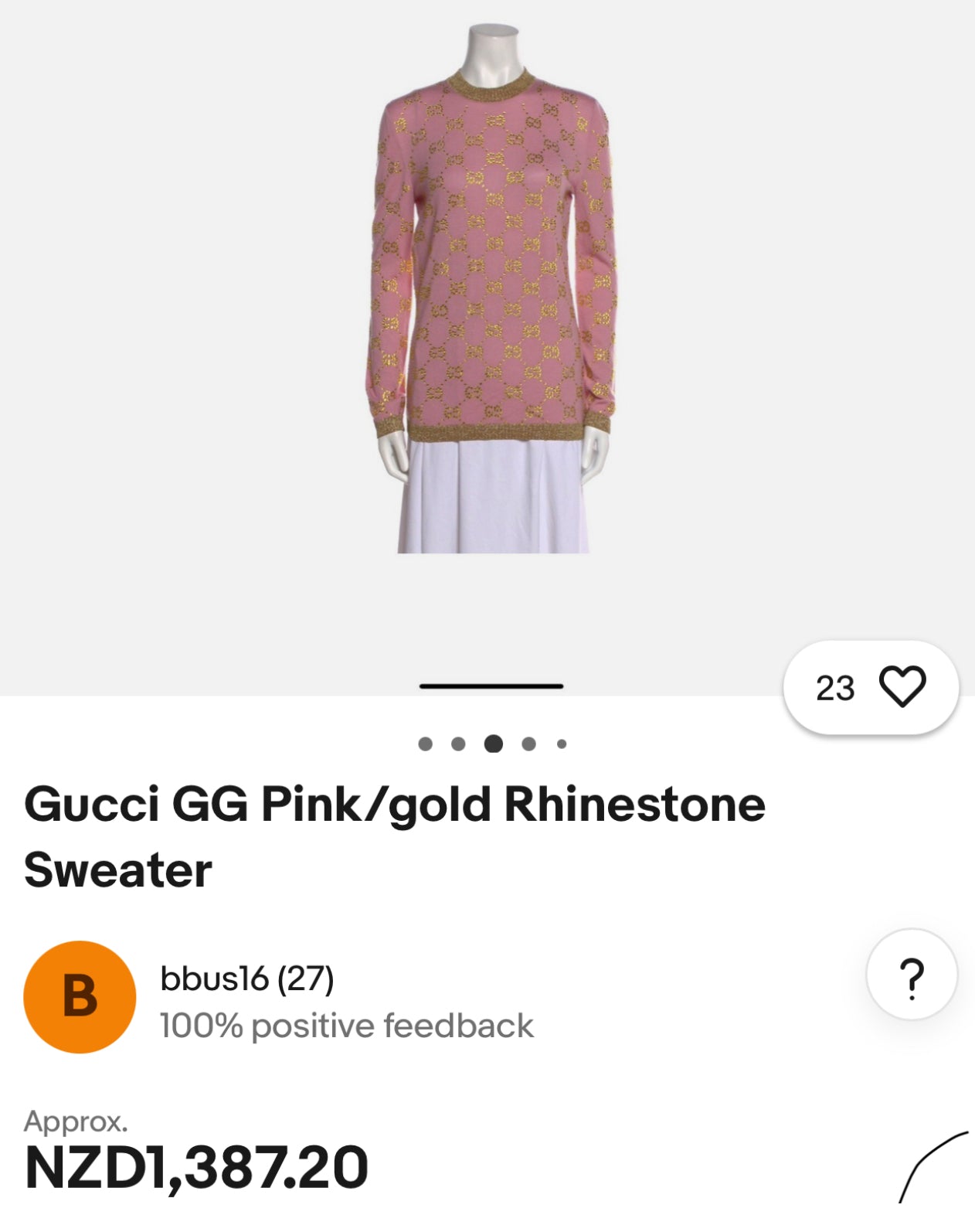Gucci GG Embellished Pink Knit Sweater