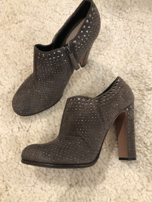 Prada Suede Crystal Ankle Boots – Size 39.5