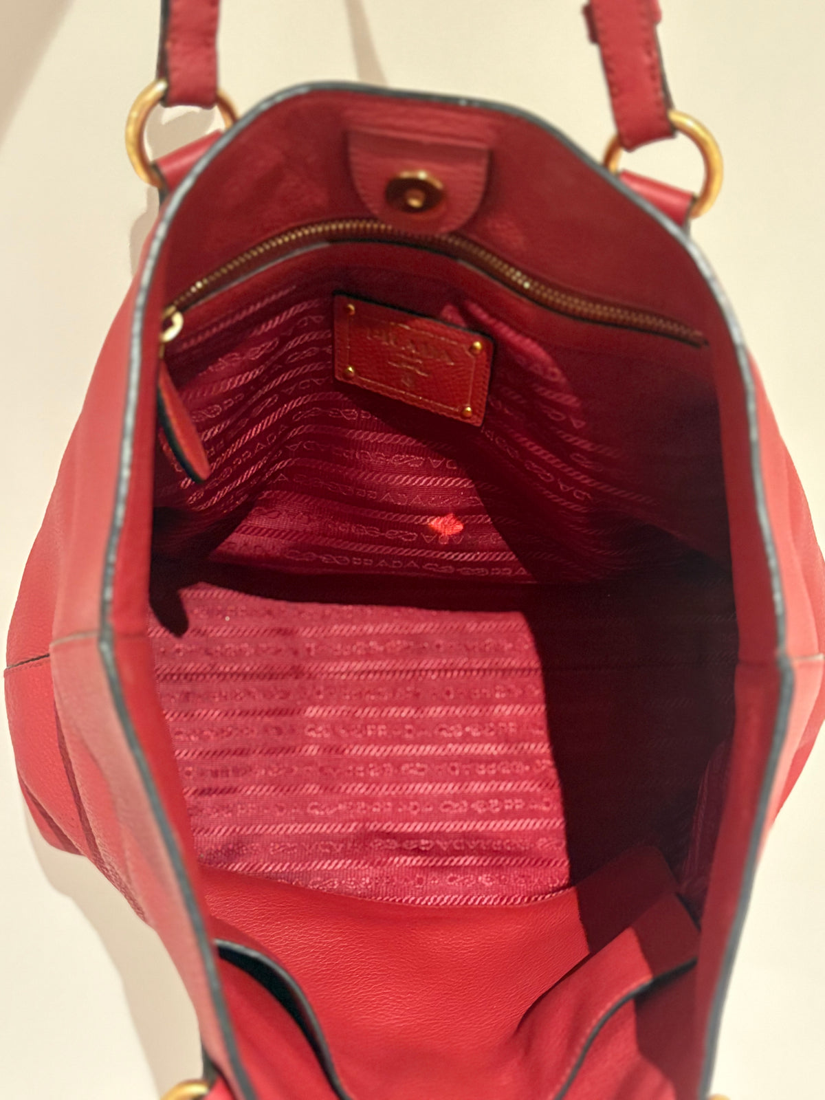 Prada Vitello Phenix Leather Tote – Rosso