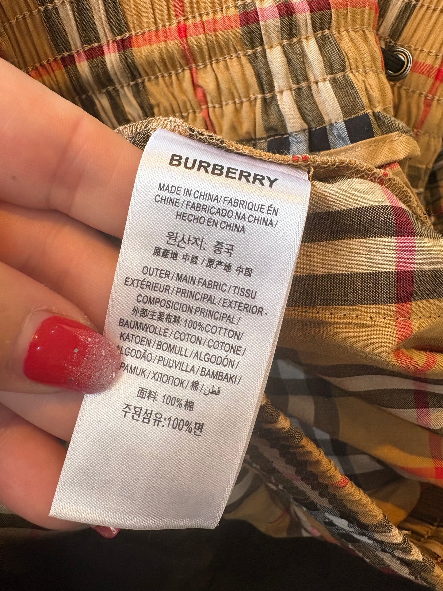 Burberry Check Cotton Trousers