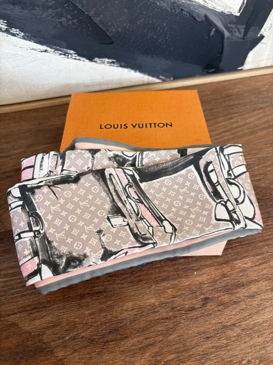 Louis Vuitton Illustrated Monogram Silk Bandeau – Pink/Grey