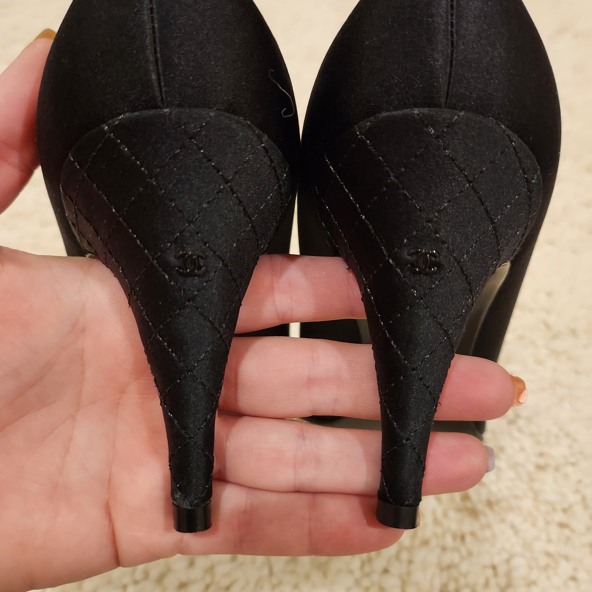 Chanel Black satin kitten heel  image 3