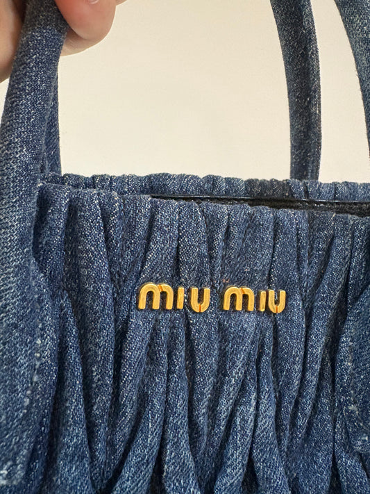Miu Miu Denim Matelassé Tote Bag