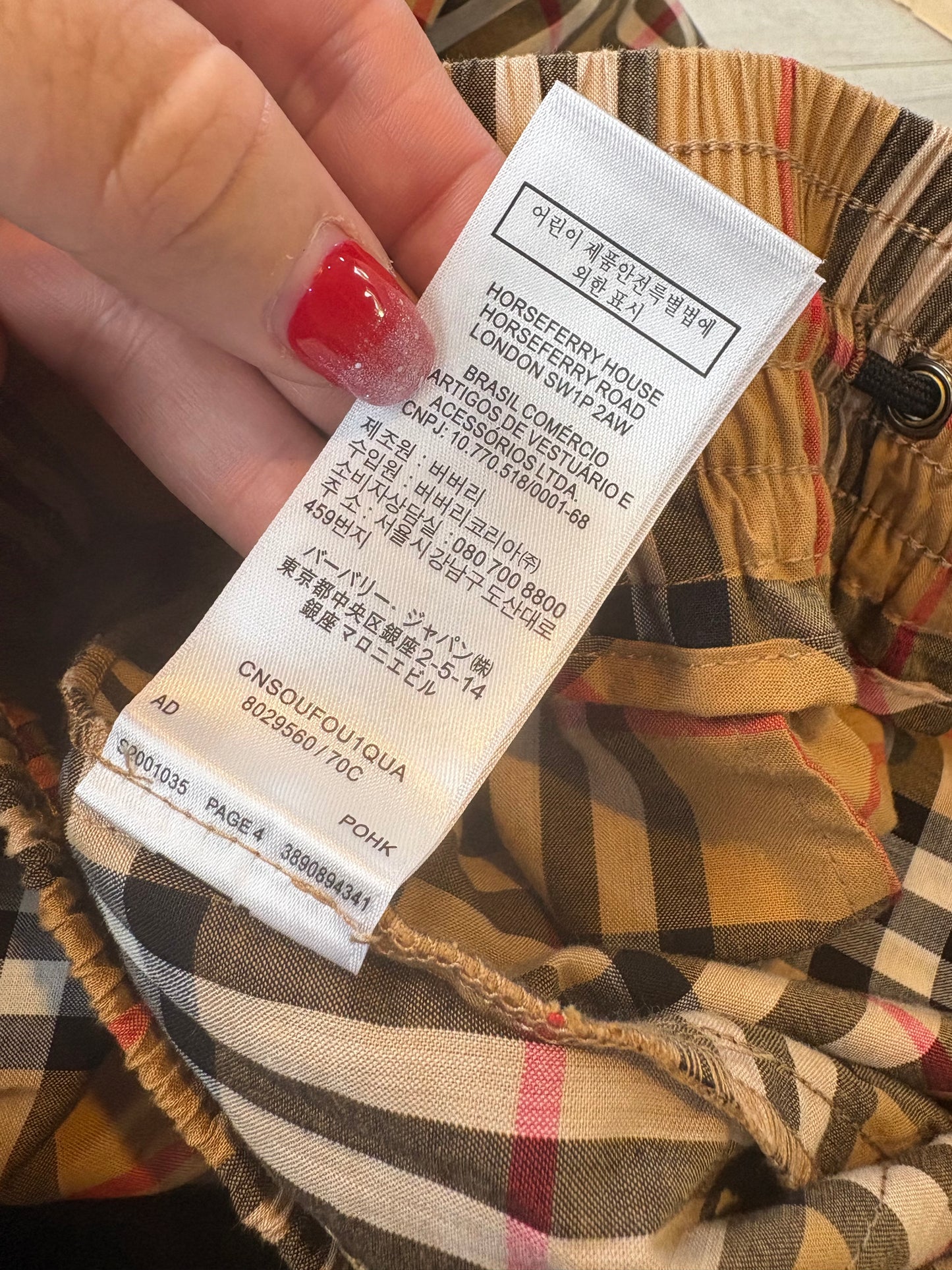 Burberry Check Cotton Trousers