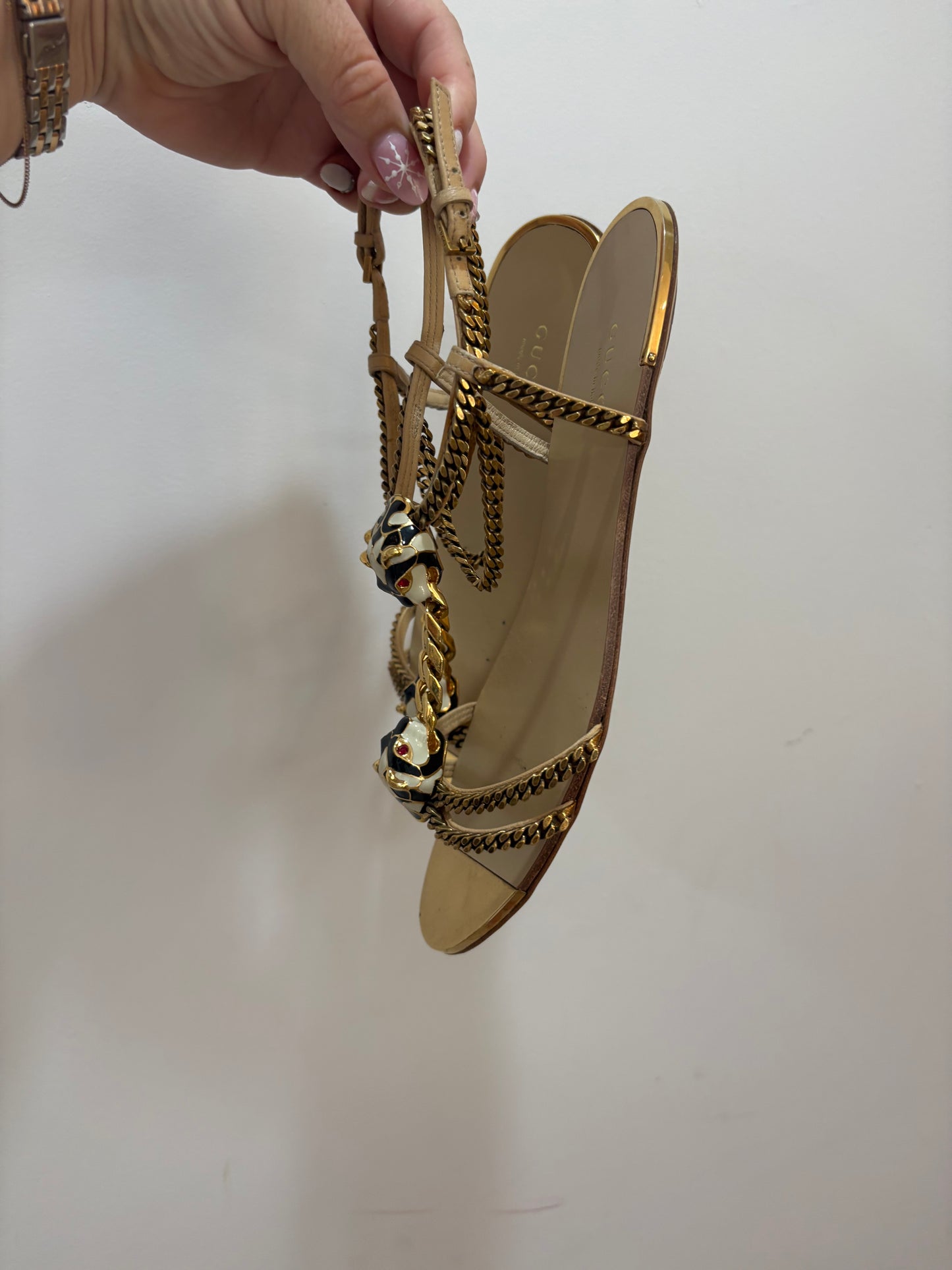 GUCCI PANTHER CHAIN SANDALS