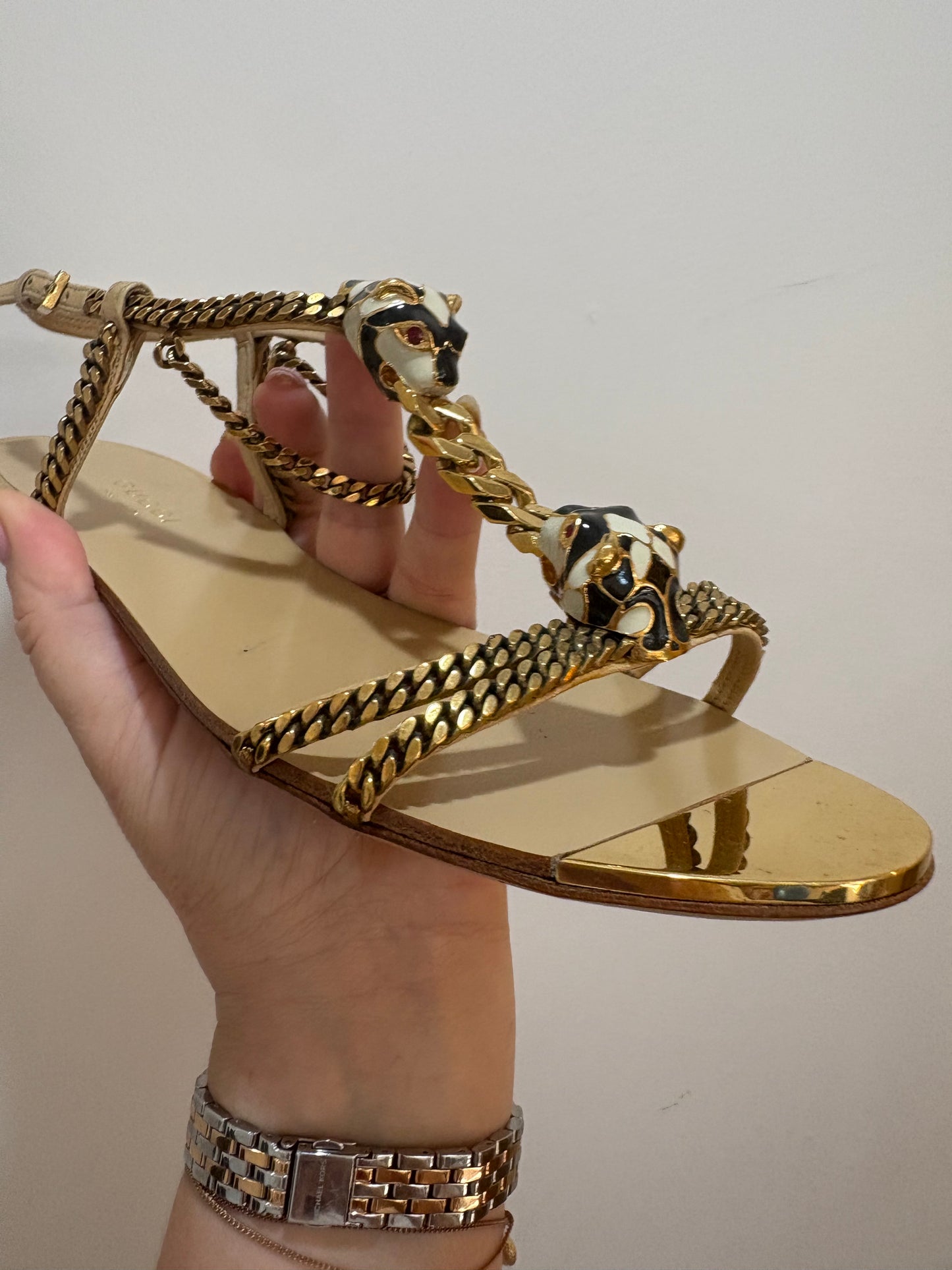 GUCCI PANTHER CHAIN SANDALS