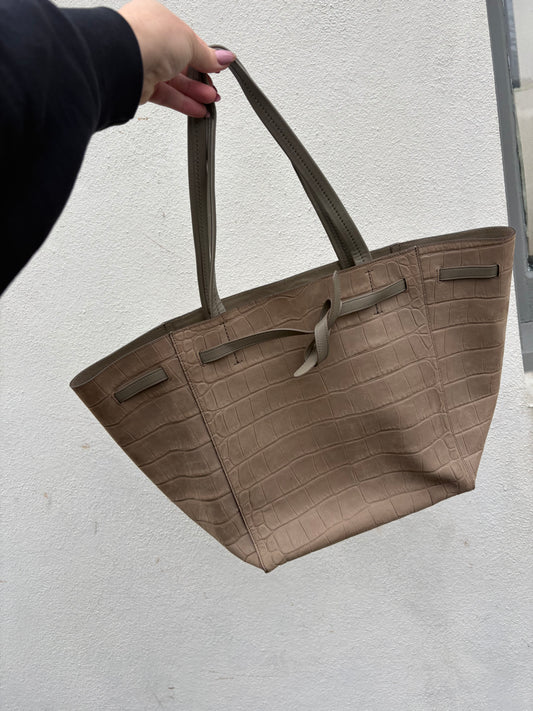 Celine Cabas Phantom Croc Embossed Leather Tote