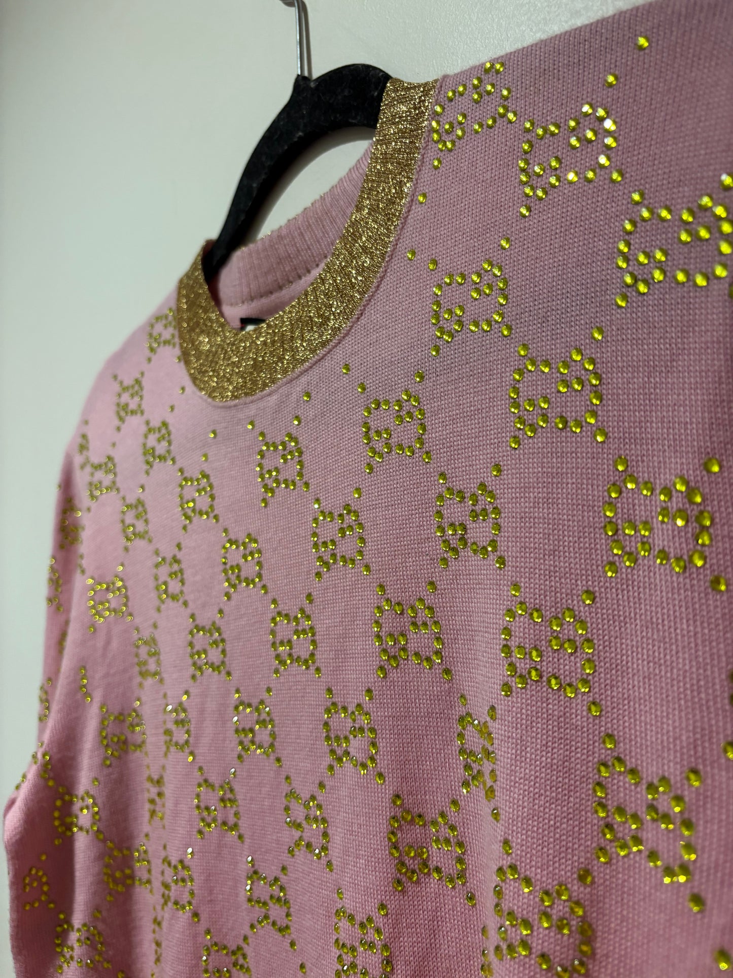 Gucci GG Embellished Pink Knit Sweater