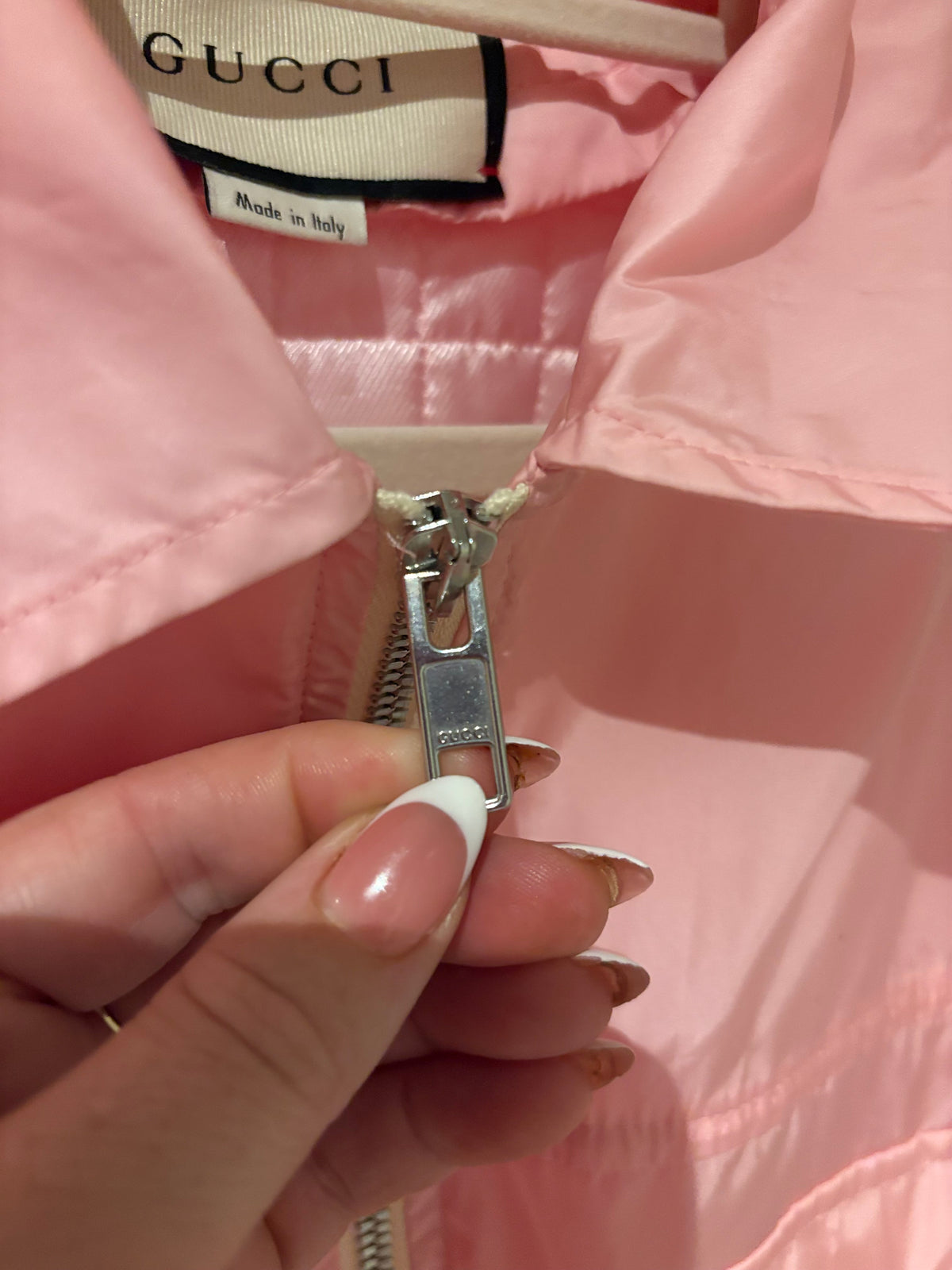 GUCCI Pink Nylon Cat Embroidered Jacket