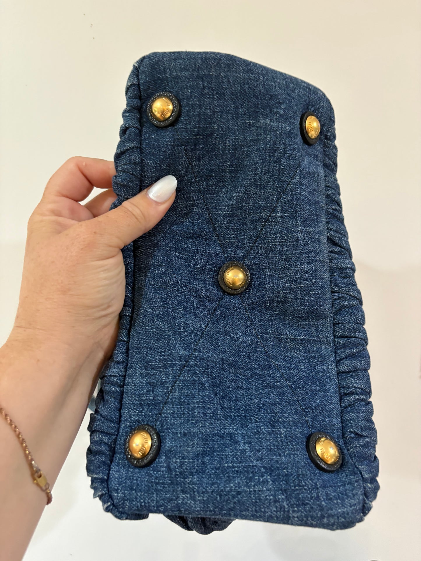 Miu Miu Denim Matelassé Tote Bag