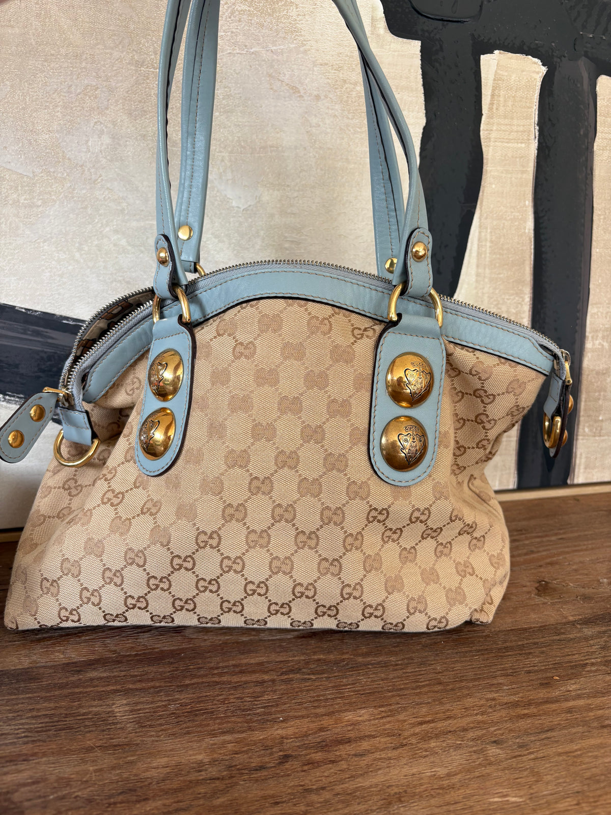Gucci GG Canvas Boston Bag – Light Blue