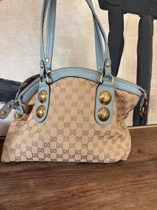 Gucci GG Canvas Boston Bag – Light Blue