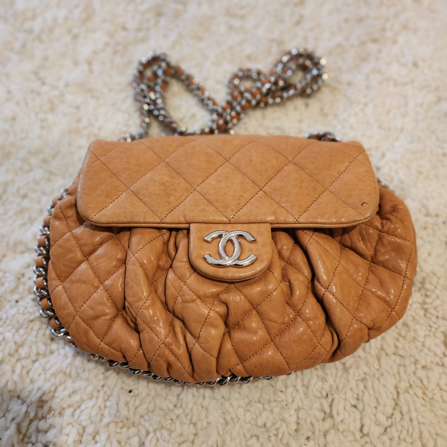 Chanel Medium Chain Around  Bag Tan image 0