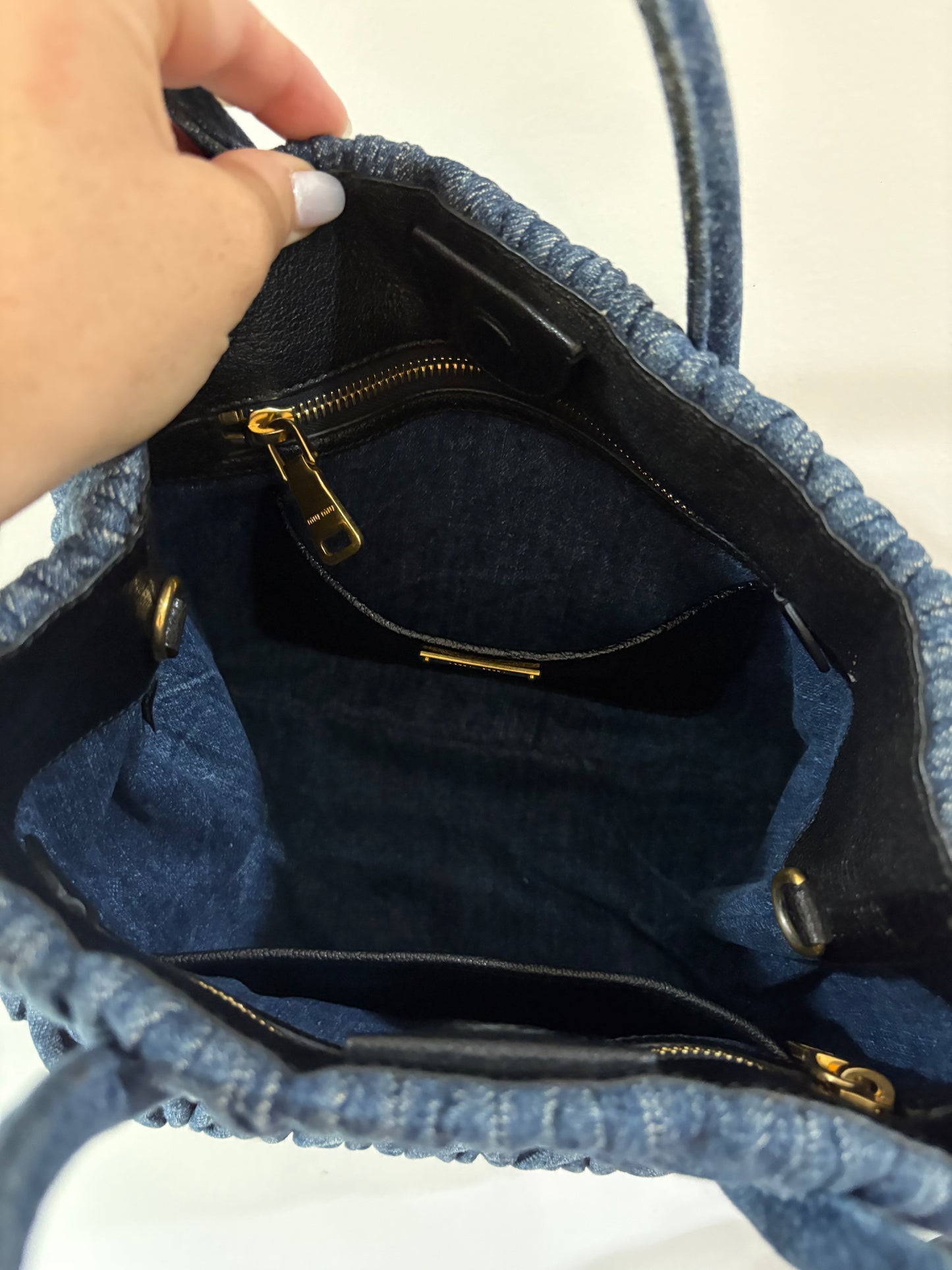 Miu Miu Denim Matelassé Tote Bag