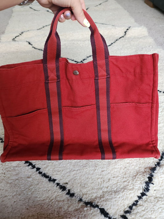 Hermès Fourre-Tout MM Tote – Red Canvas