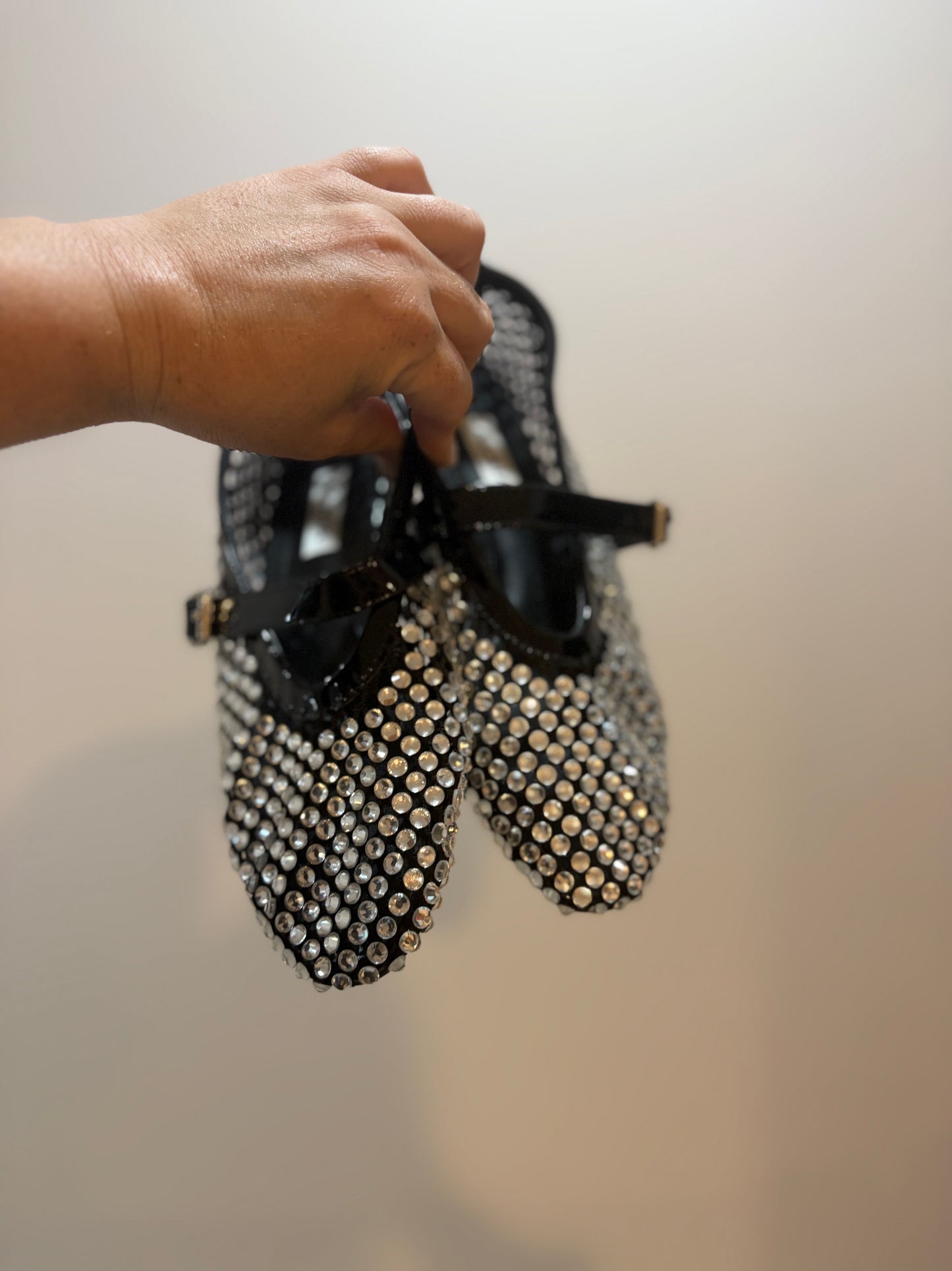 Alaïa Crystal Embellished Mary Jane Flats – NEW