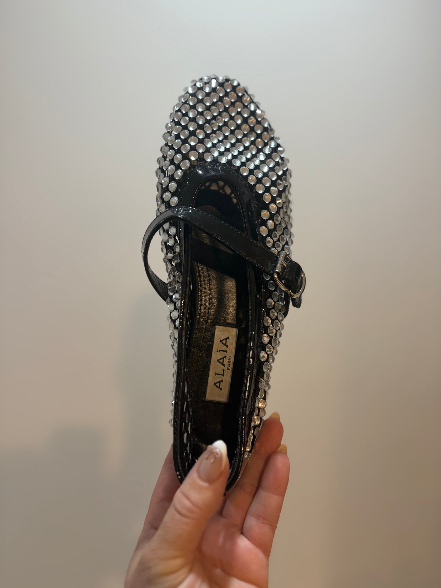 Alaïa Crystal Embellished Mary Jane Flats – NEW
