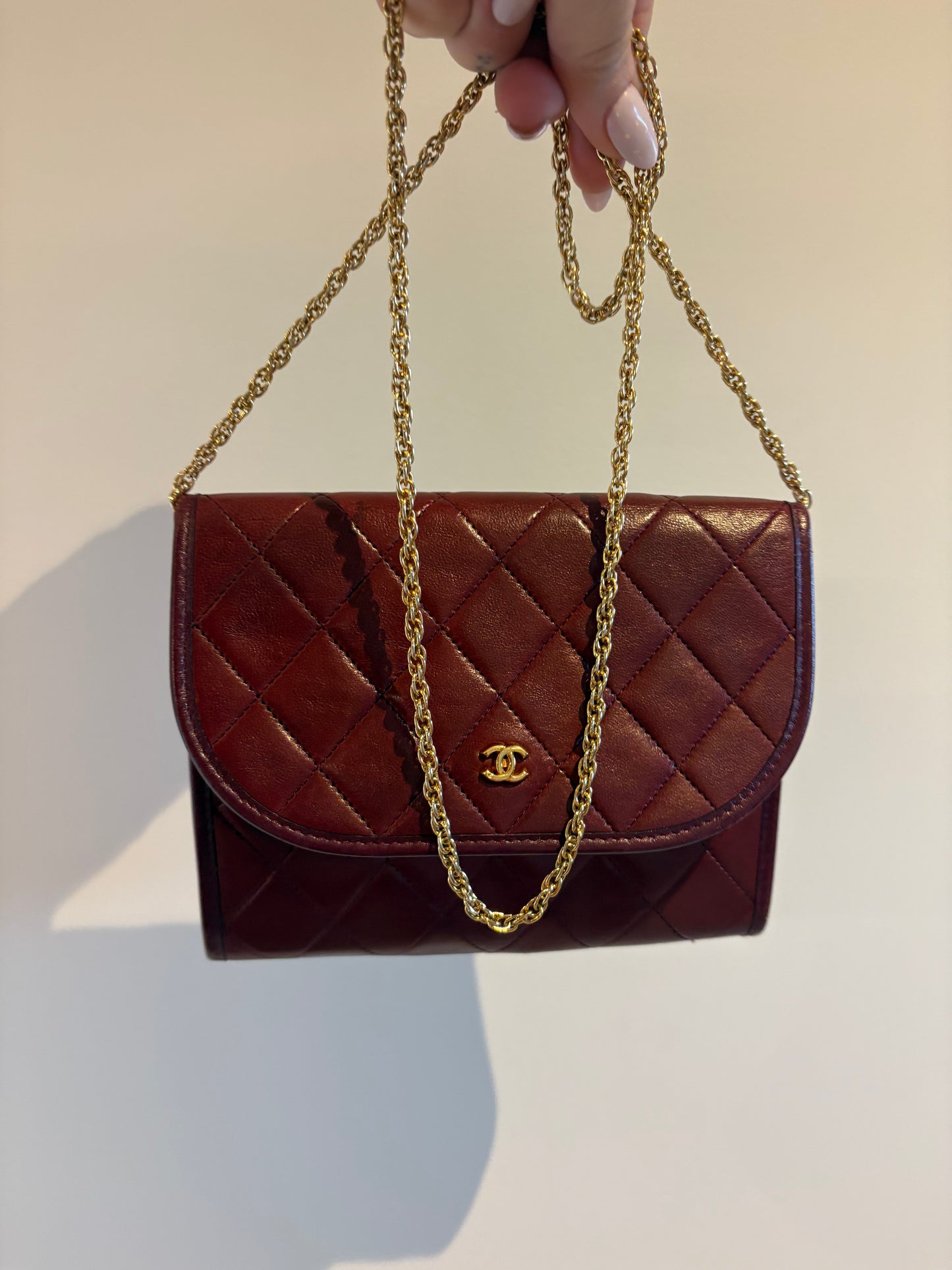 Chanel Burgundy Quilted Chain Shoulder Bag