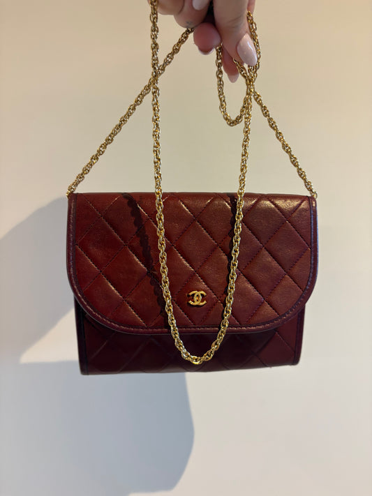 Chanel Burgundy Quilted Chain Shoulder Bag