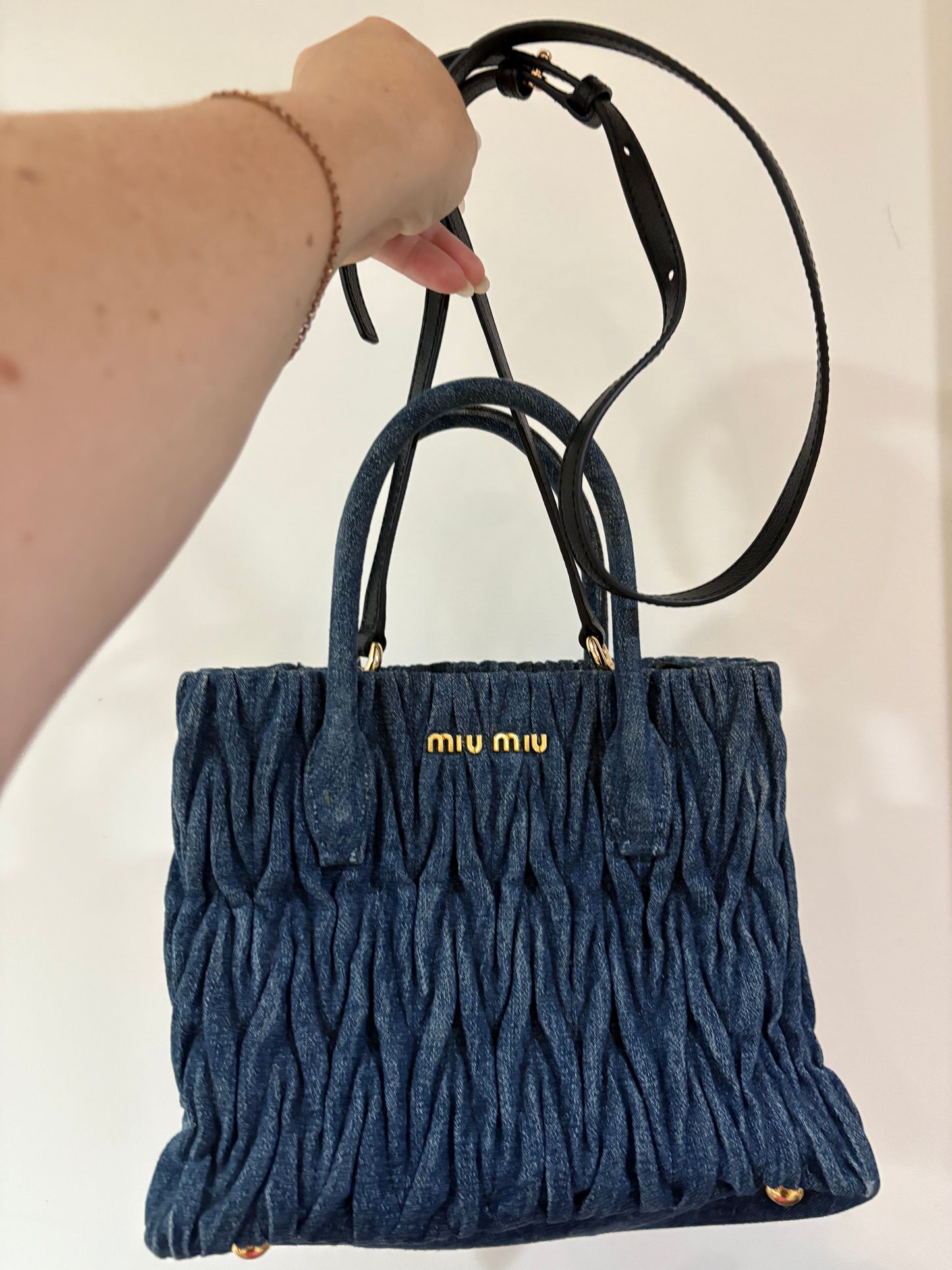 Miu Miu Denim Matelassé Tote Bag