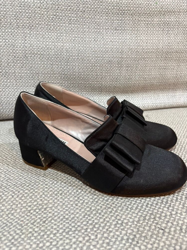 Miu Miu Black Satin Bow Flats