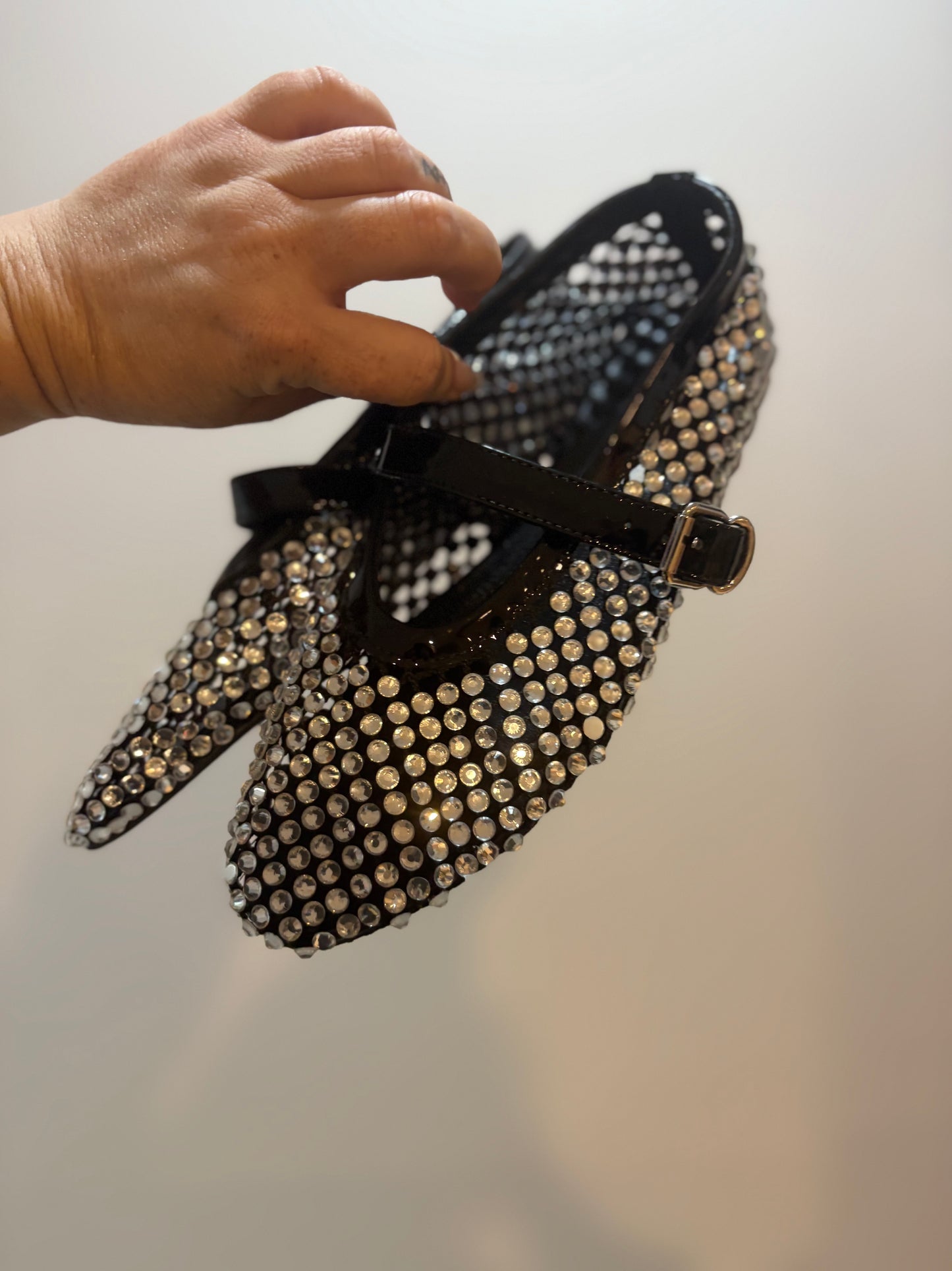 Alaïa Crystal Embellished Mary Jane Flats – NEW