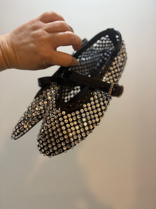 Alaïa Crystal Embellished Mary Jane Flats – NEW
