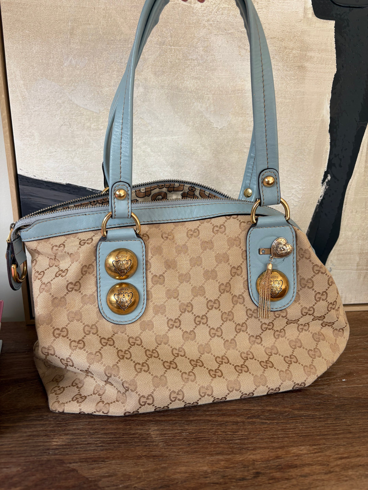 Gucci GG Canvas Boston Bag – Light Blue