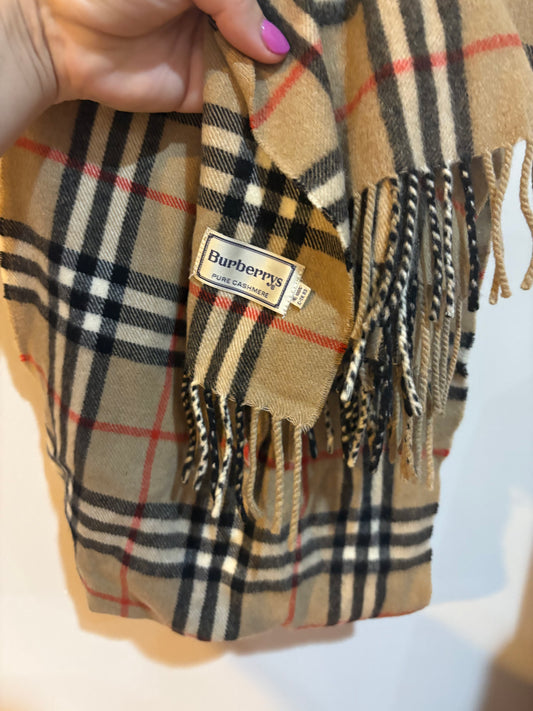 Burberrys Pure Cashmere Check Scarf