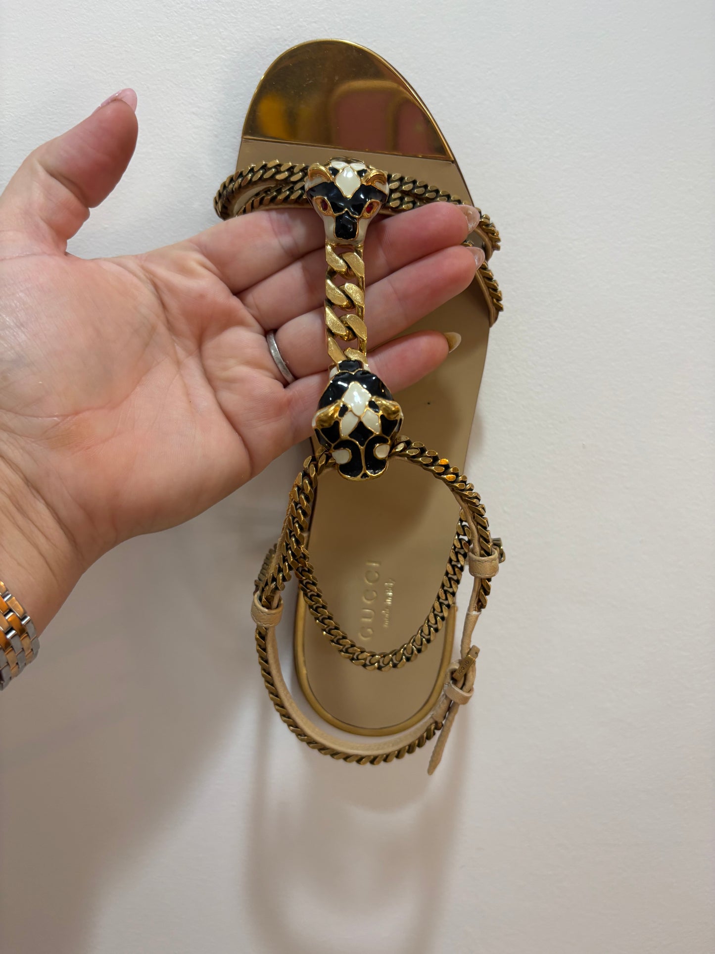 GUCCI PANTHER CHAIN SANDALS