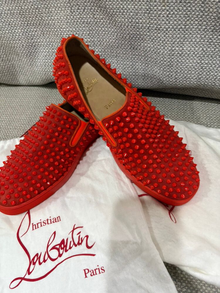 Christian Louboutin Roller-Boat Spikes Sneakers – Red Suede – Size 44
