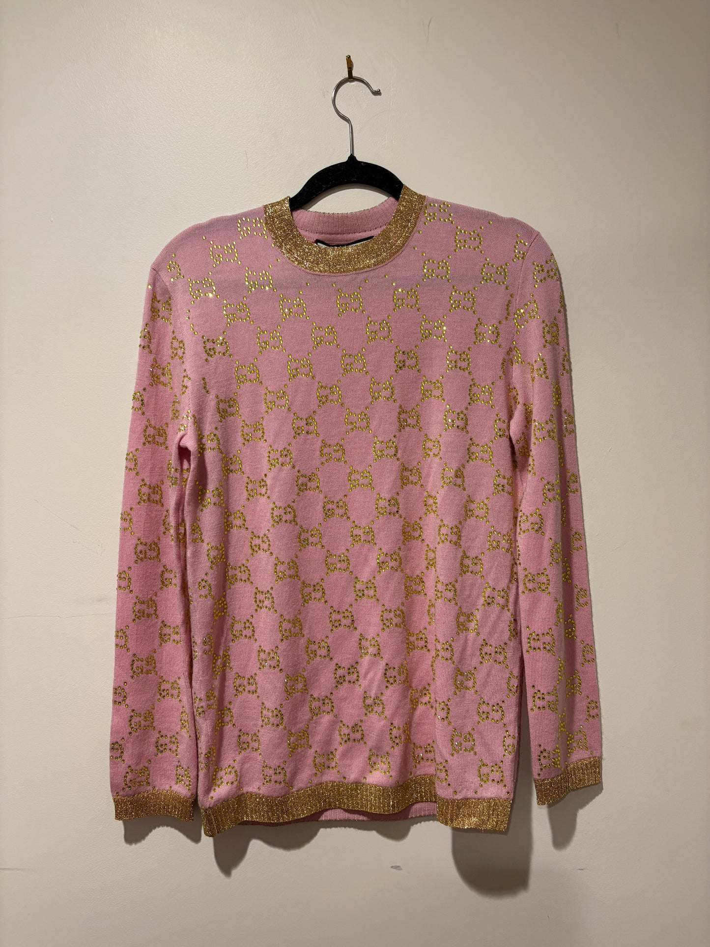 Gucci GG Embellished Pink Knit Sweater