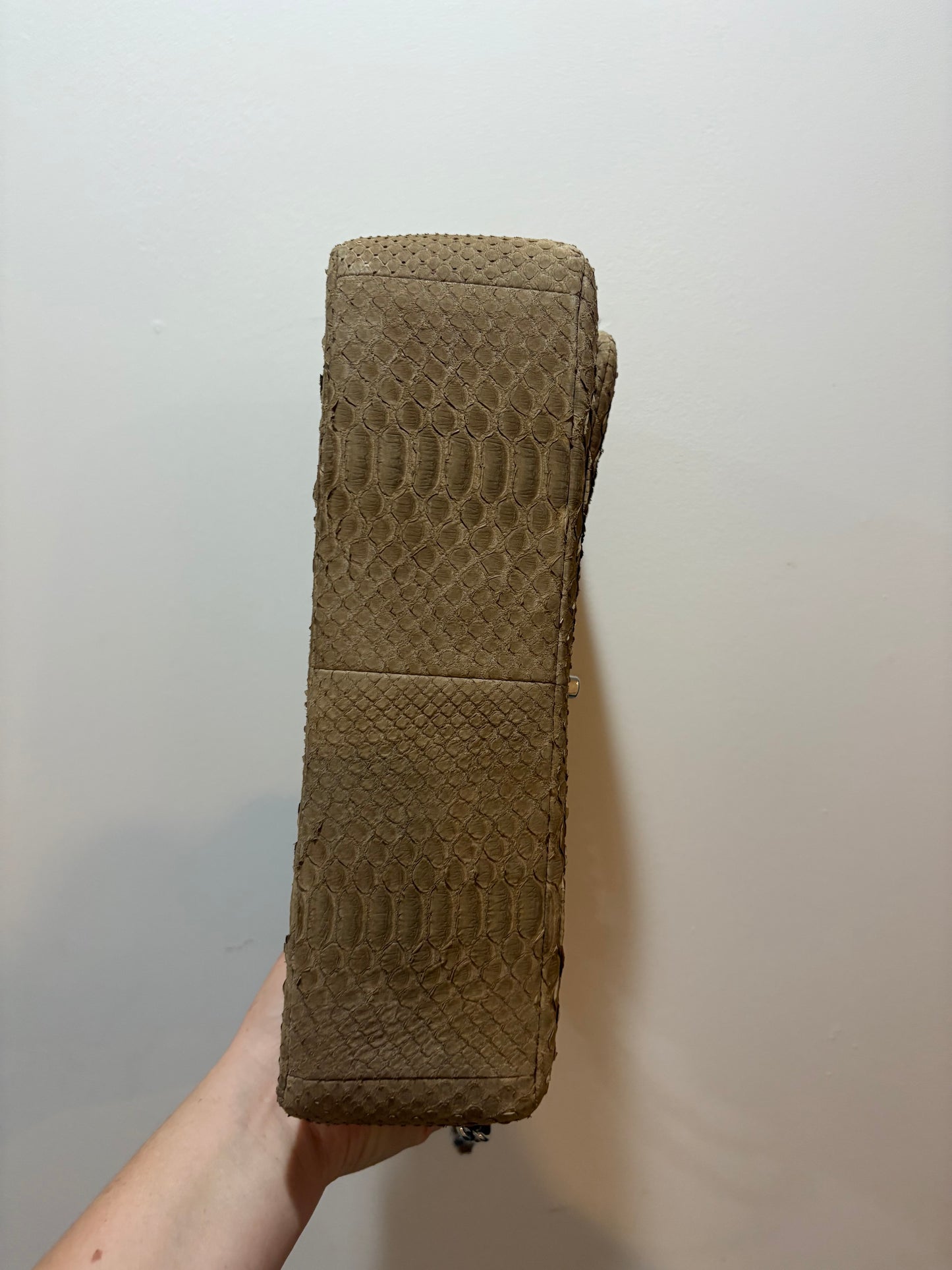 Chanel Beige Python Classic Flap – Silver Hardware