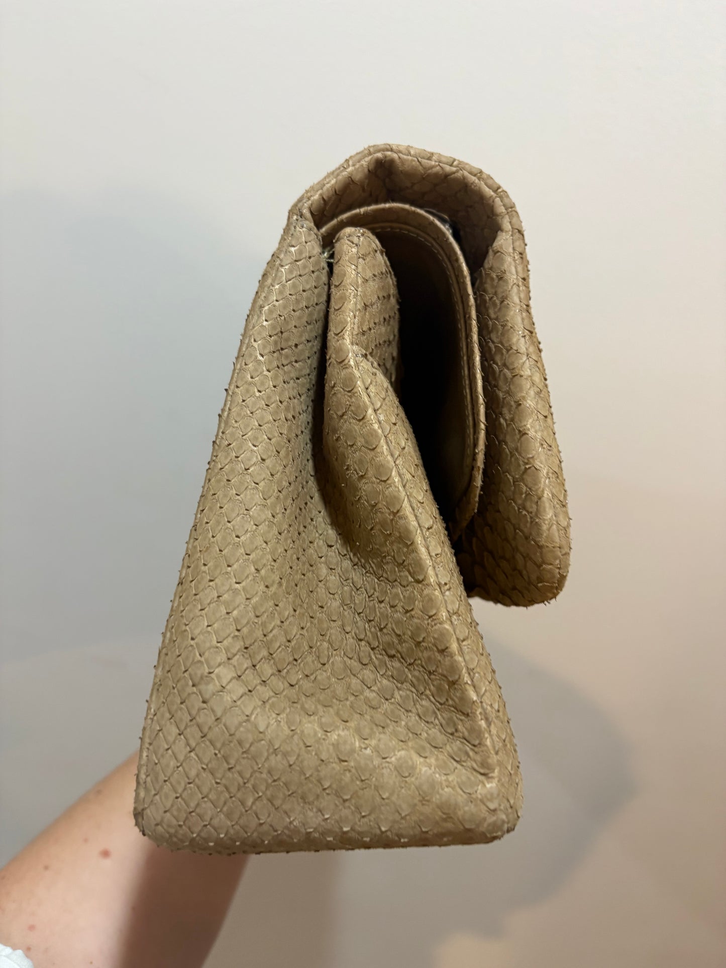 Chanel Beige Python Classic Flap – Silver Hardware