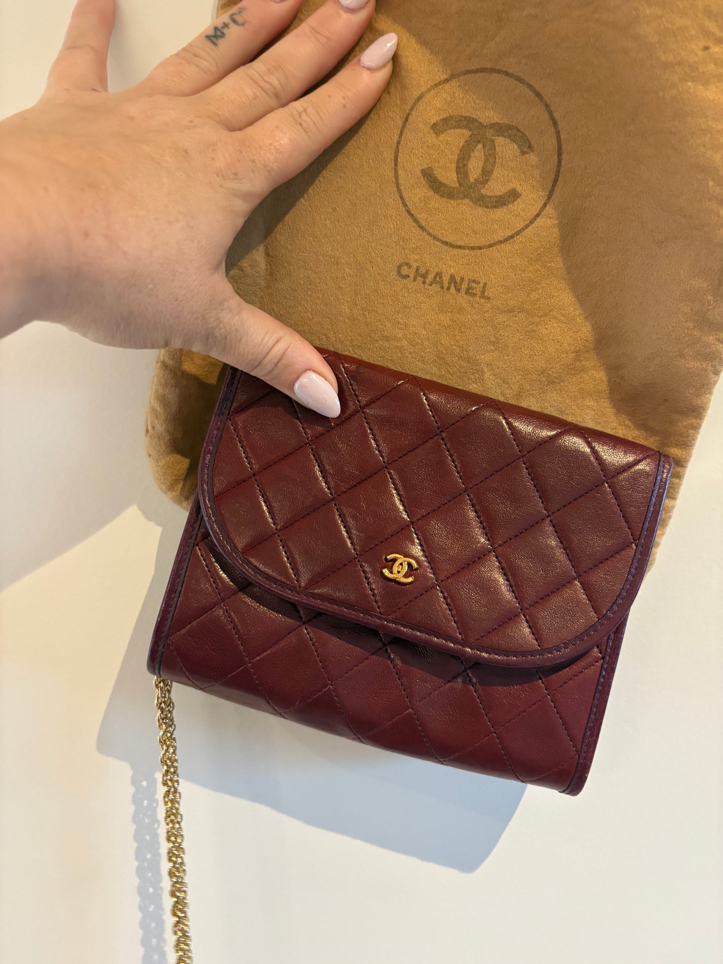 Chanel Burgundy Quilted Chain Shoulder Bag