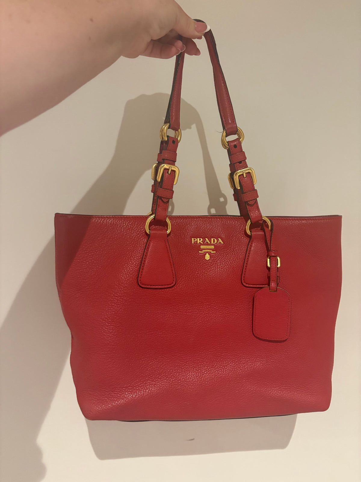 Prada Vitello Phenix Leather Tote – Rosso