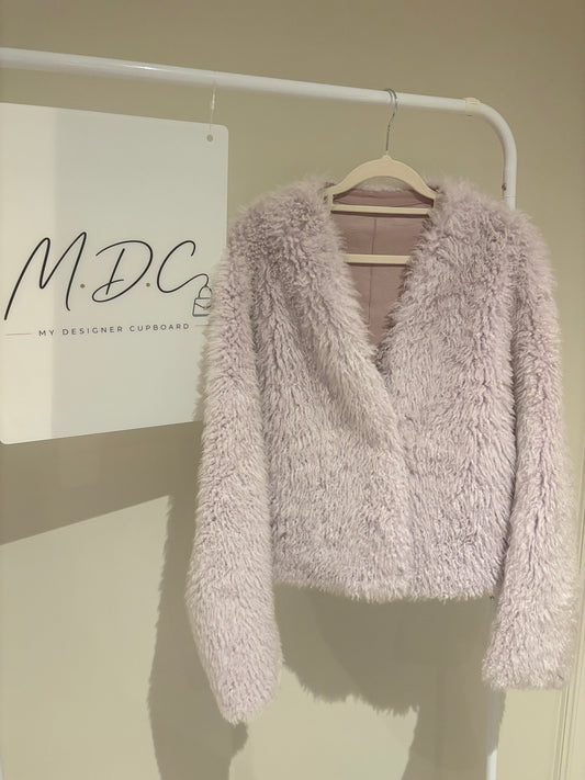 LÉTRANS Cropped Shearling Jacket – Mouve – Size M