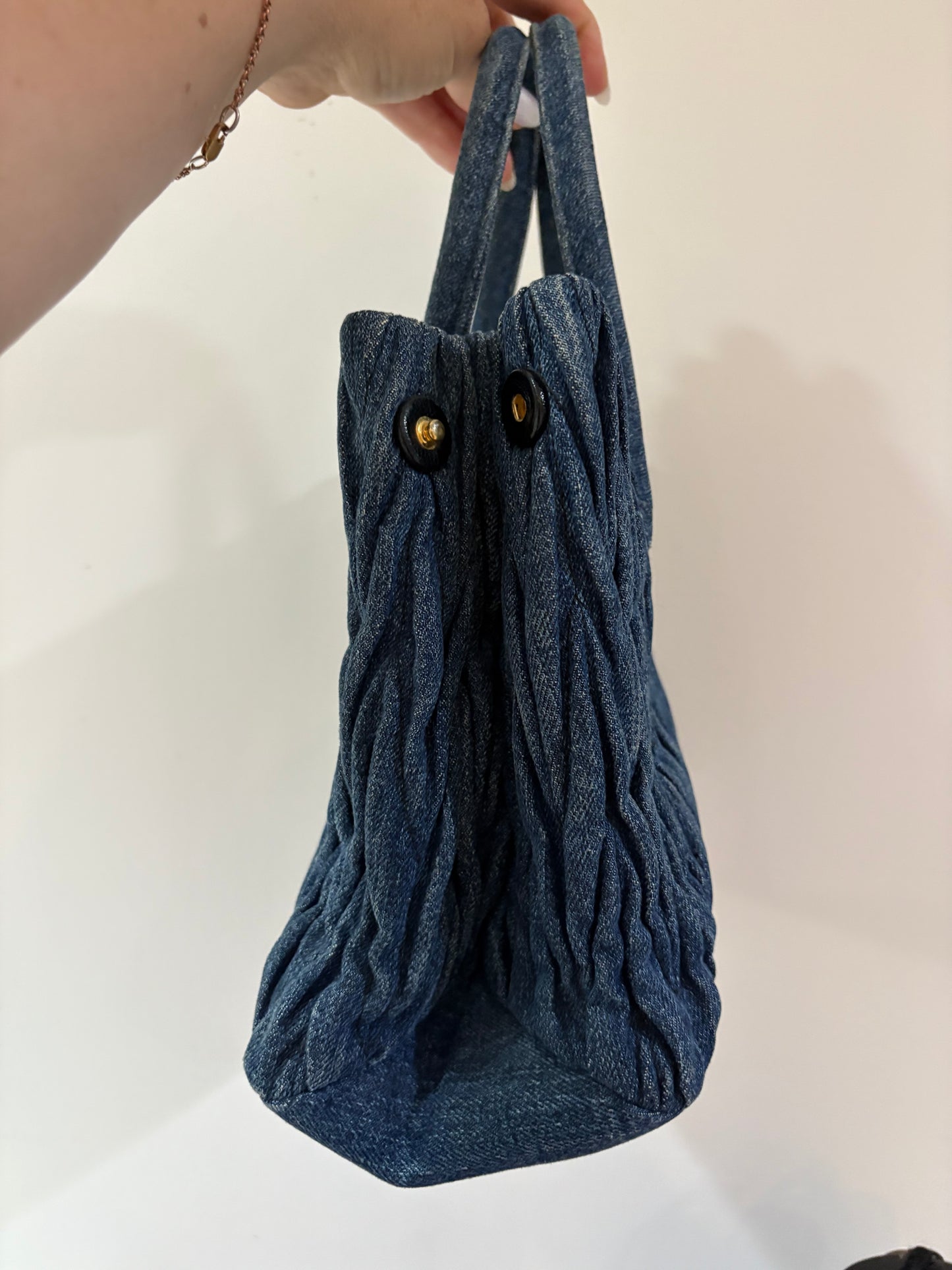 Miu Miu Denim Matelassé Tote Bag