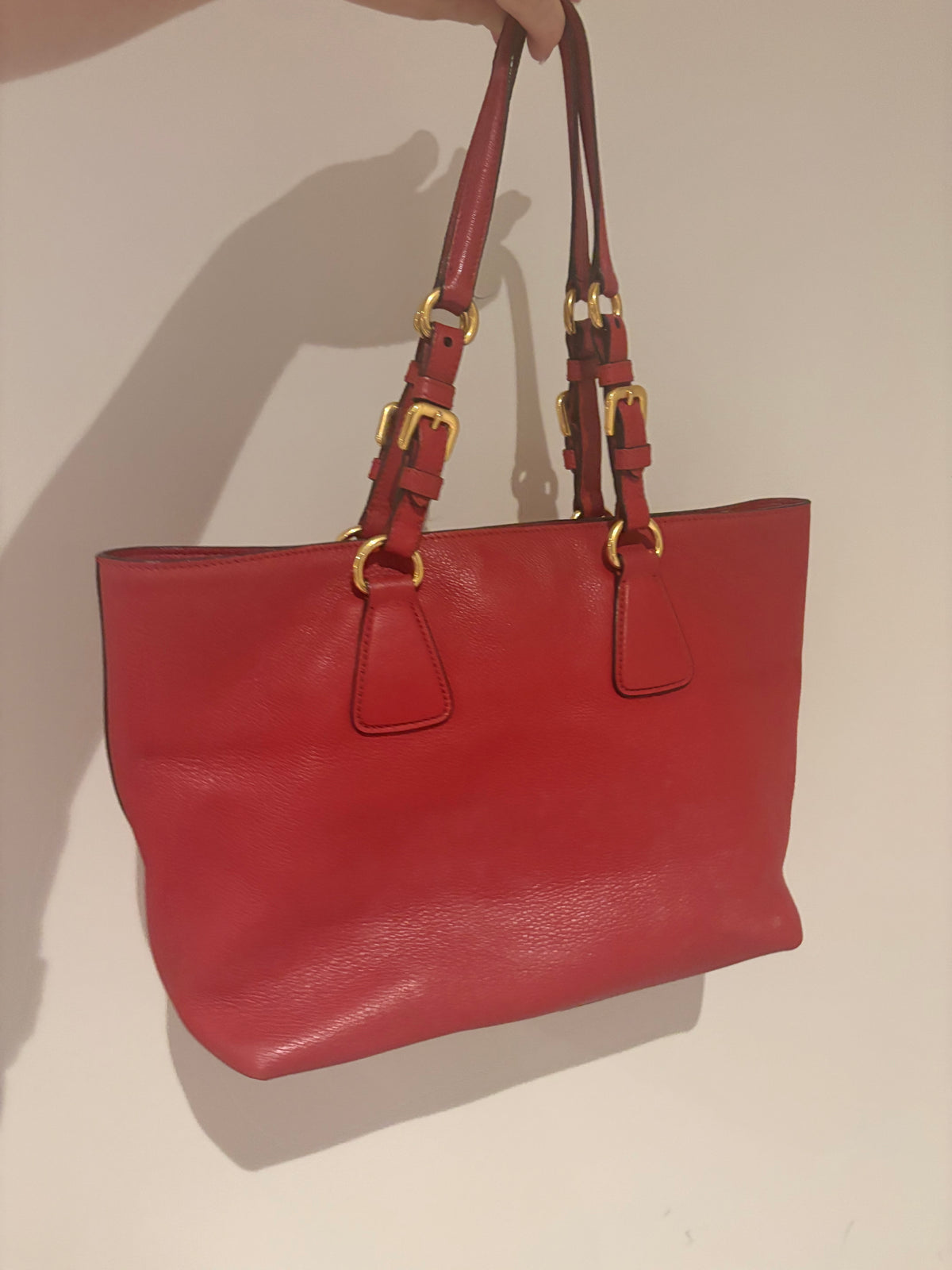 Prada Vitello Phenix Leather Tote – Rosso